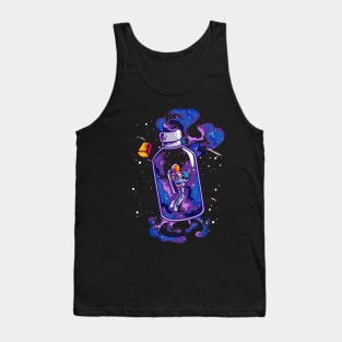 Science Day Astronaut Bottle Space Day Celebration Galaxy Planets Meteorites Tank Top